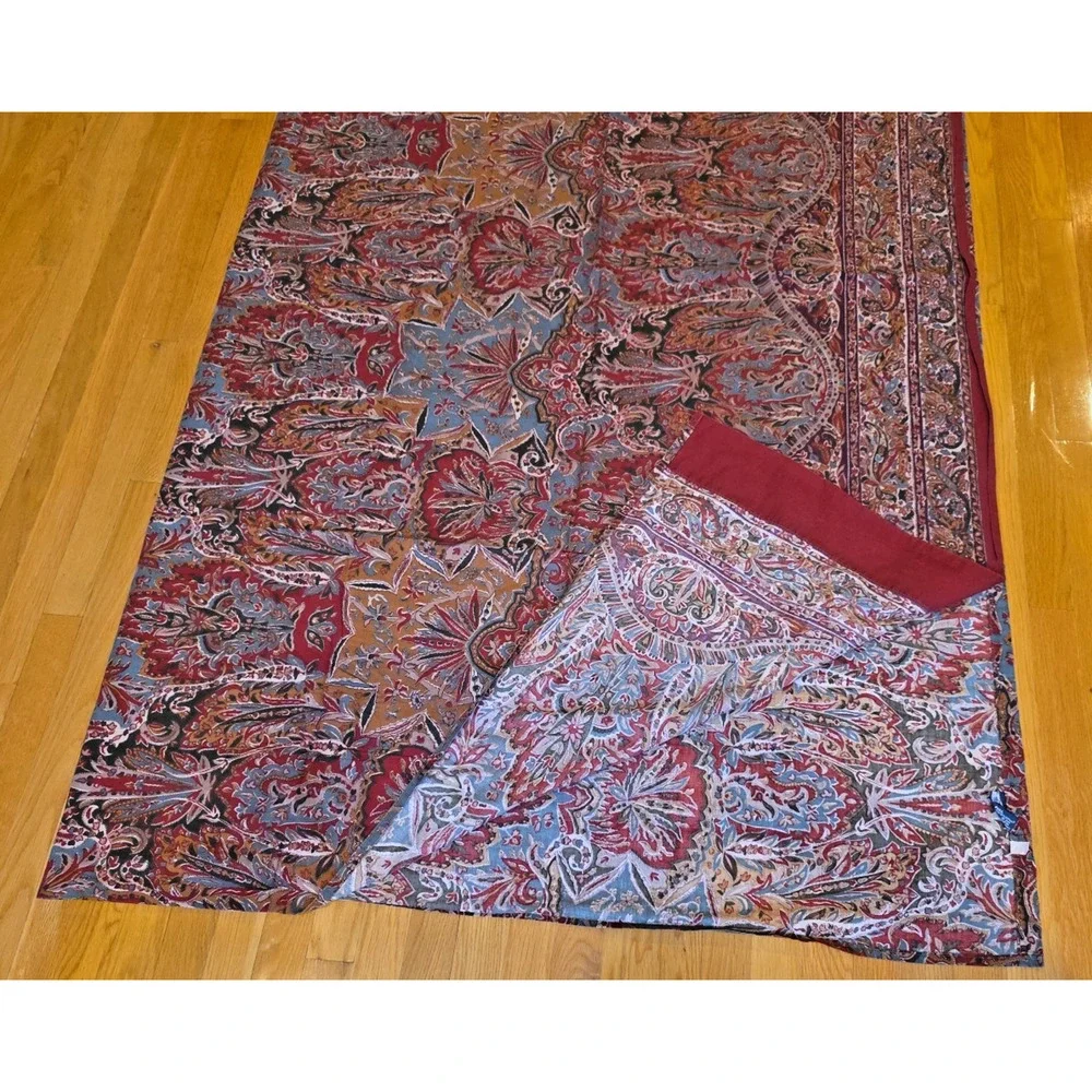 VTG Ralph Lauren Serengetti Red Floral Paisley Flat Sheet Full Cottagecore